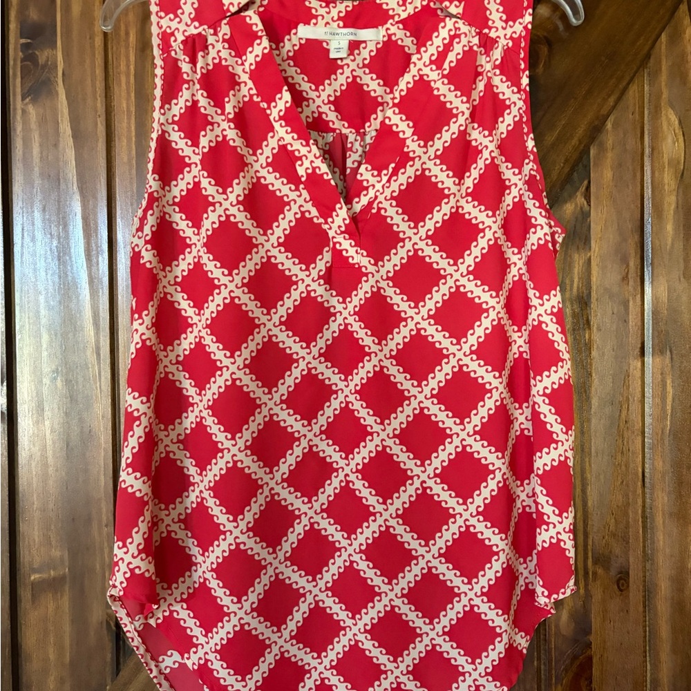 41 Hawthorn Salmon and Cream Geometric Blouse